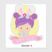 Sticker Fille de Pâques, Oeuf de Pâques, Cheveux pourpres, (Feuille)