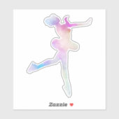 Sticker Fille de patinage à l'eau colorée (Feuille)