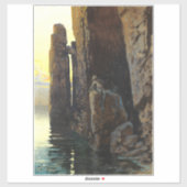 Sticker Fille de sirène de mer côtière dénudée et les dési (Feuille)