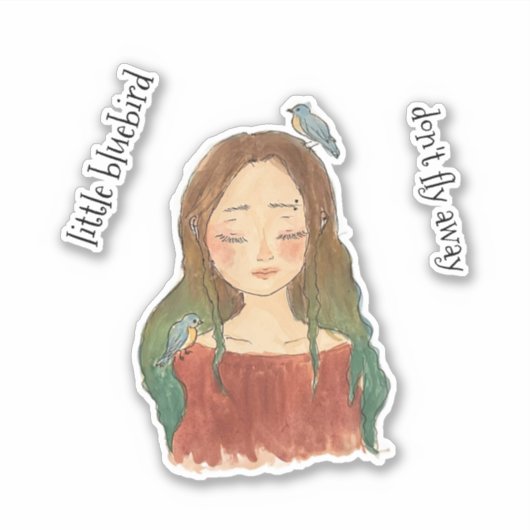 Sticker Fille des Merles Bleus N'envole Pas (Devant)