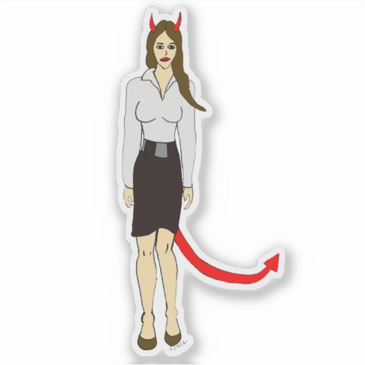 Sticker fille diable (Devant)