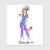 Sticker fille diable (Feuille)