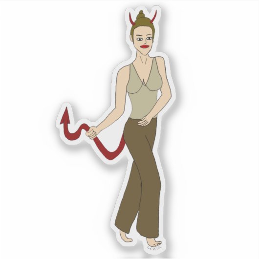 Sticker fille diable (Devant)