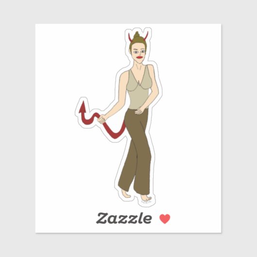 Sticker fille diable (Feuille)