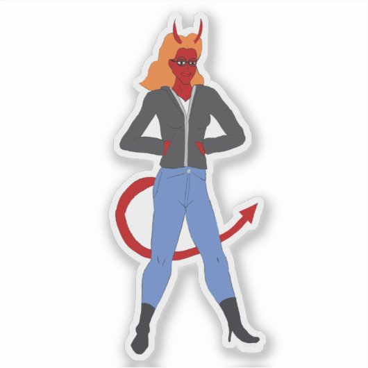 Sticker fille diable (Devant)