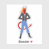 Sticker fille diable (Feuille)