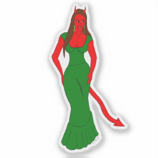 Sticker fille diable (Devant)