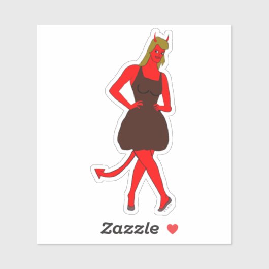 Sticker fille diable (Feuille)