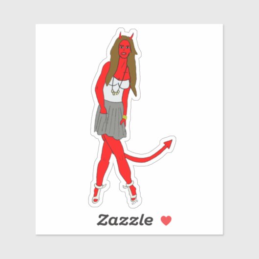 Sticker fille diable (Feuille)