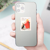 Sticker Fille en Robe Rouge Boire Lait Steinlen Poster (Téléphone)