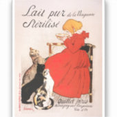 Sticker Fille en Robe Rouge Boire Lait Steinlen Poster (Recto)