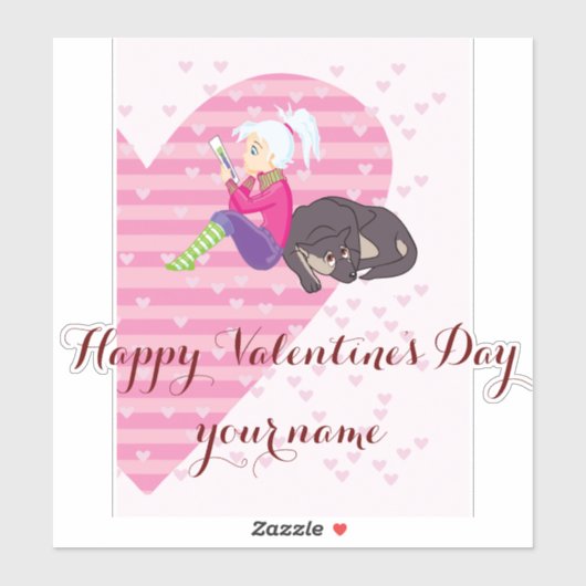 Sticker Fille Être amoureuse (Feuille)