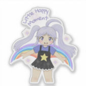 Sticker Fille Heureuse Illustration Dessinée à la Main – P (Devant)