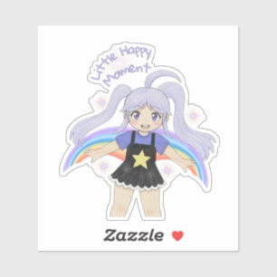 Sticker Fille Heureuse Illustration Dessinée à la Main – P