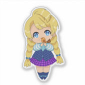 Sticker Fille Kawaii avec oiseau (Devant)