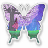 Sticker fille la nuit en forme de papillon (Devant)