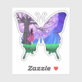 Sticker fille la nuit en forme de papillon (Feuille)