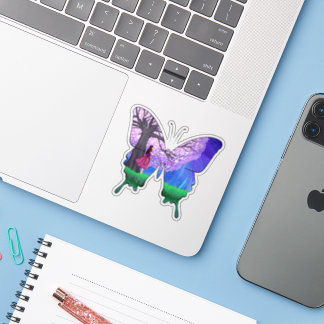 Sticker fille la nuit en forme de papillon