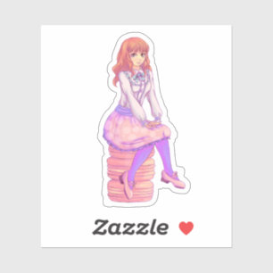 Sticker Fille Macaron rose