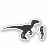 Sticker Fille Marcher Son Animal Dinosaur Drôle Drôle Gag (Devant)