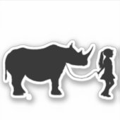 Sticker Fille Marcher Son Animal Rhino Funny Gag Idée cade (Devant)