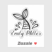 Sticker fille mignonne sirène (Feuille)