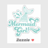 Sticker fille mignonne sirène (Feuille)