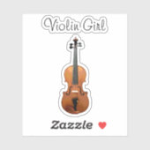 Sticker Fille musicale mignonne de violon (Feuille)