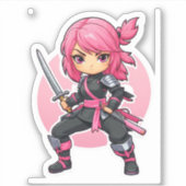 Sticker Fille Ninja rose (Devant)