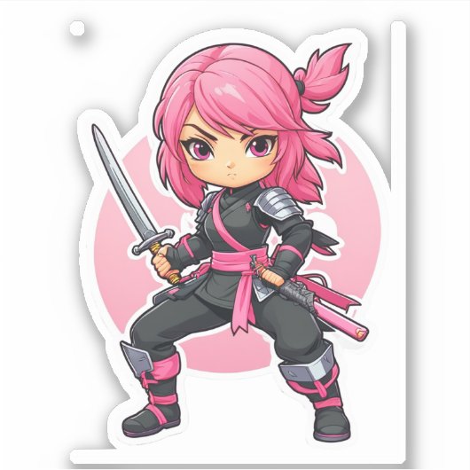 Sticker Fille Ninja rose (Devant)