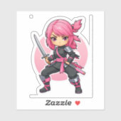 Sticker Fille Ninja rose (Feuille)