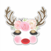Sticker Fille Noël Reindeer Floral Antlers (Devant)