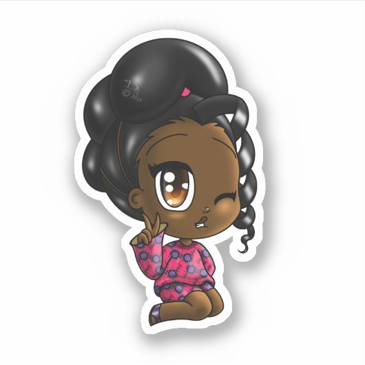 Sticker Fille noire (Devant)