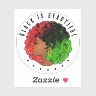 Sticker Fille noire panafricaine femme rouge vert fierté a