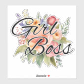 Sticker Fille Patron Florale Aquarelle Étanche  (Feuille)