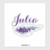 Sticker Fille personnalisée Nom de script Purple Lavander  (Feuille)