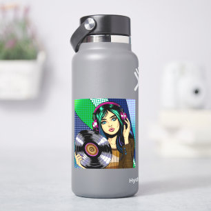 Sticker Fille Pop Art avec disque