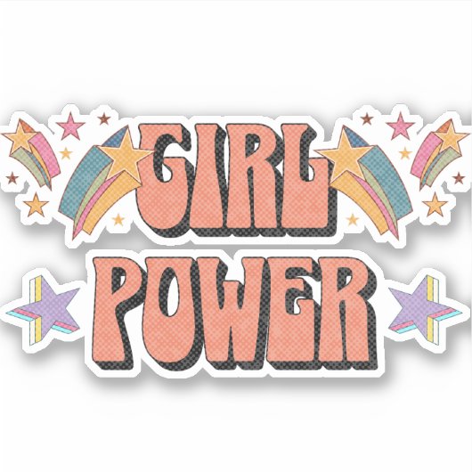 Sticker Fille Power conception de texte avec étoiles (Devant)