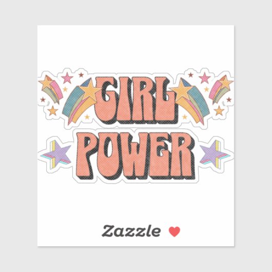 Sticker Fille Power conception de texte avec étoiles (Feuille)