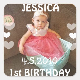 Sticker fille premier anniversaire