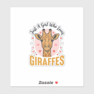Sticker Fille qui aime les girafes Design de gravure vinta