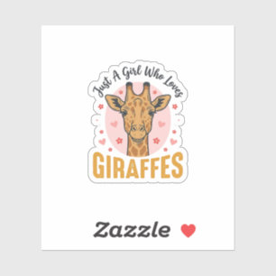 Sticker Fille qui aime les girafes Design de gravure vinta