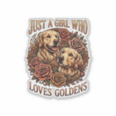 Sticker Fille qui aime simplement les roses pour chiens Go (Devant)