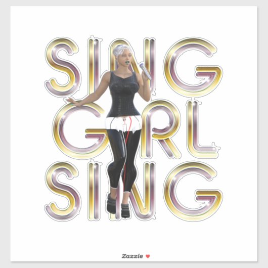 Sticker Fille qui chante chante (Feuille)