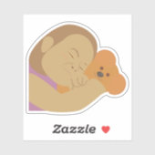 Sticker Fille qui étreint un ours (Feuille)