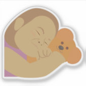 Sticker Fille qui étreint un ours (Devant)