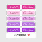 Sticker Fille rose à violet Élégant Nom de signature Étiqu (Feuille)