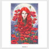 Sticker Fille Se Cachant Dans Les Fleurs De Pavot L'art im (Feuille)