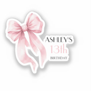 Sticker Filles Anniversaire Ruban Rose