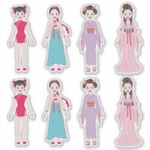 Sticker Filles asiatiques